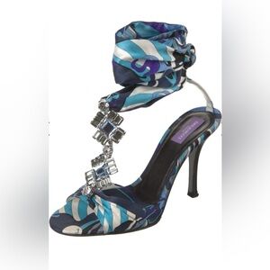 Emilio Pucci Blue and Silver Heels